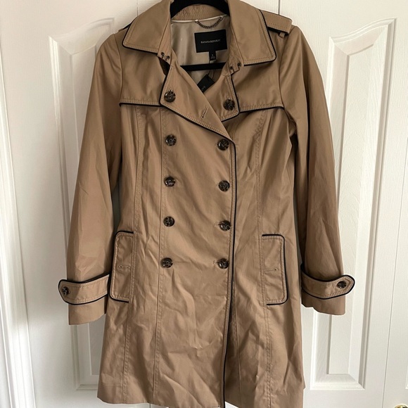 Banana Republic Jackets & Blazers - Khaki Trench Coat with Black Trim from Banana Republic, brand new with tags